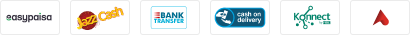 Secure Payment Methods including Visa, MasterCard, and Easypaisa